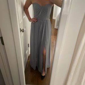 Blue/Grey Strapless Bridesmaid Gown